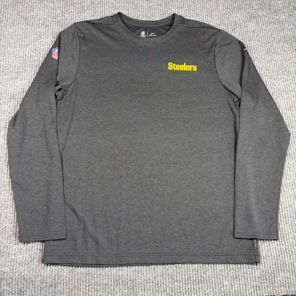 Nike‎ Shirt Mens L NFL Pittsburgh Steelers On-Field Dri-Fit Long Sleeve Gray
